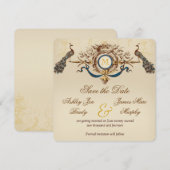 ピーコック ヴィンテージ Save the Date カード (正面/裏面)