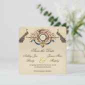 ピーコック ヴィンテージ Save the Date カード (スタンド正面)