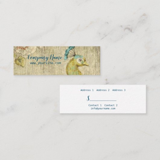 ピーコック – 価格ラベル、名刺 スキニー名刺 (正面/裏面)