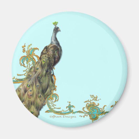 ピーコック&金ゴールドフィリグリー マグネット (正面)