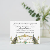 ピーコック&金ゴールド婚約パーティ招待状 インビテーションポストカード (スタンド正面)