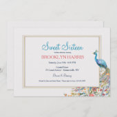 ピーコック·Sweet sixteen誕生パーティー 招待状 (正面/裏面)