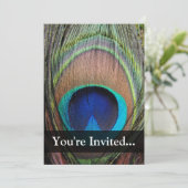 ピーコッパーソナライズされたクの羽 招待状 (スタンド正面)