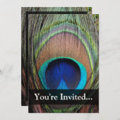 ピーコッパーソナライズされたクの羽 招待状 (正面/裏面)