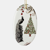 ピーコッパーソナライズされたク&クリスマスツリーホリデー セラミックオーナメント (右)