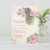 ピーコッビクトリアンクヴィンテージピンクローズ婚約 招待状 (スタンド正面)