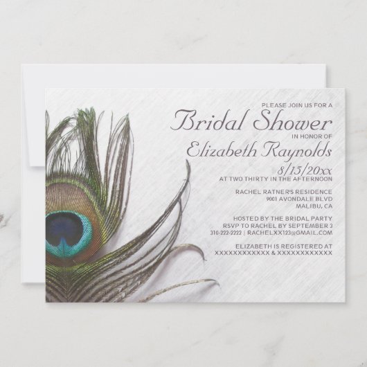 ピーコッモダンク羽ブライダルシャワー招待状 招待状 (正面)