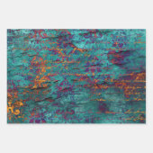 ピーコッユニーククティール(緑がかった色)、マゼンタ、紫の青のテクスチャ ラッピングペーパーシート (正面2)