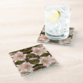 ピーコッ威厳のあるクとアマリリス・キャンディ・ケーン ガラスコースター (アングル)