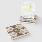 ピーコッ威厳のあるクとアマリリス・キャンディ・ケーン ストーンコースター (横)