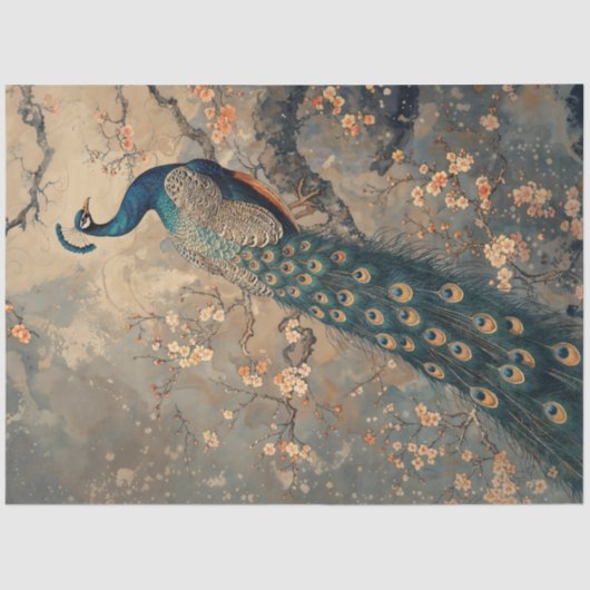 ピーコッ威厳のあるク中さくらんぼの花 薄葉紙 (正面)