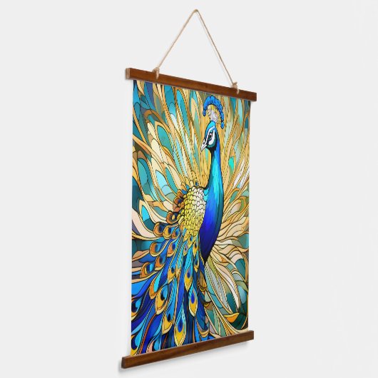 ピーコッ鮮やかクインアールヌーボースタイルアカラフルート 吊り下げ型タペストリー (傾斜あり)