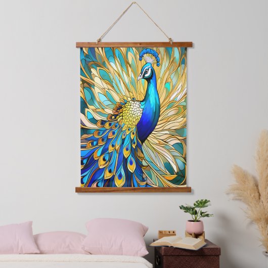 ピーコッ鮮やかクインアールヌーボースタイルアカラフルート 吊り下げ型タペストリー (寝室)