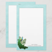 ピーコッ鮮やかク |ひな形ティール（緑がかった色） 便箋 (正面/裏面)