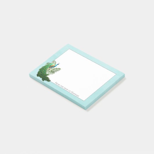 ピーコッ鮮やかク |ティール（緑がかった色）パーソナライズされた注記 ポストイット (アングル)