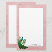 ピーコッ鮮やかク |ピンクひな形 便箋 (正面/裏面)