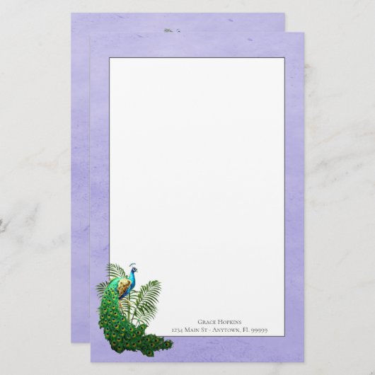 ピーコッ鮮やかク |ラベンダー文房具 便箋 (正面/裏面)