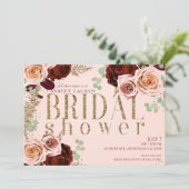 ピーシーバラ金ゴールドピンクブルゴーニュバラブライダルシャワー 招待状 (スタンド正面)