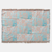 ピーシーフローラレース&ティール(緑がかった色) スローブランケット (正面)
