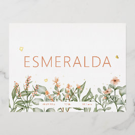 ピーシーフローラ誕生発表箔はがき 箔招待状ポストカード