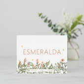 ピーシーフローラ誕生発表箔はがき 箔招待状ポストカード (立ち正面)