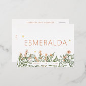 ピーシーフローラ誕生発表箔はがき 箔招待状ポストカード (正面/裏面)