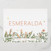 ピーシーフローラ誕生発表箔はがき 箔招待状ポストカード (正面)