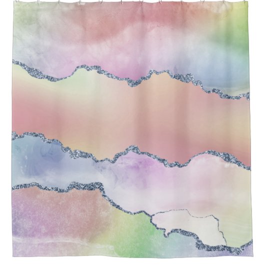 ピーシー・アゲート |かわいらしソフトパステル水の色グラデーション シャワーカーテン (正面)