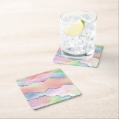 ピーシー・アゲート |かわいらしソフトパステル水の色グラデーション スクエアペーパーコースター (インサイチュ)