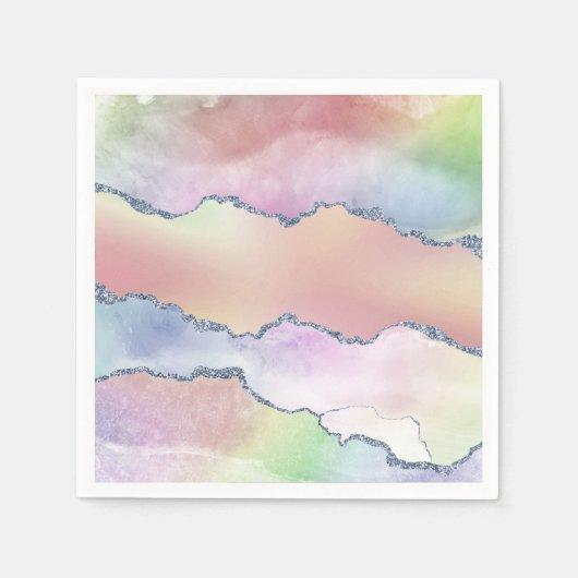 ピーシー・アゲート |かわいらしソフトパステル水の色グラデーション スタンダードカクテルナプキン (正面)