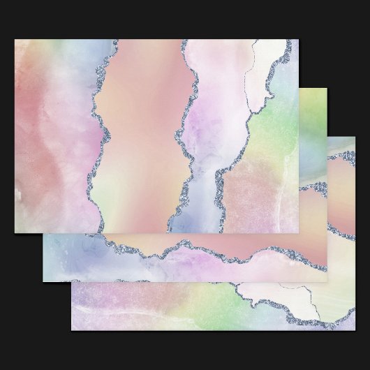 ピーシー・アゲート |かわいらしソフトパステル水の色グラデーション ラッピングペーパーシート