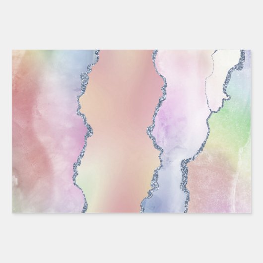 ピーシー・アゲート |かわいらしソフトパステル水の色グラデーション ラッピングペーパーシート (正面)