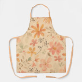 ピーシー – ピンクの黄金色の花の模様 エプロン (正面)