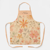 ピーシー – ピンクの黄金色の花の模様 エプロン (正面)