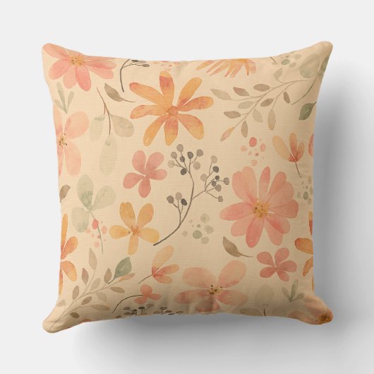 ピーシー – ピンクの黄金色の花の模様 クッション (裏面)