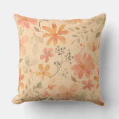 ピーシー – ピンクの黄金色の花の模様 クッション (正面)