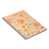 ピーシー – ピンクの黄金色の花の模様 ノートブック (右側)