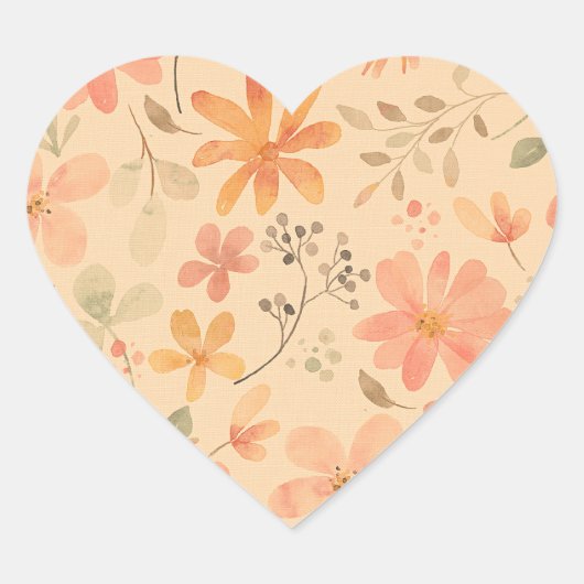 ピーシー – ピンクの黄金色の花の模様 ハートシール (正面)