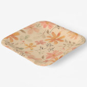 ピーシー – ピンクの黄金色の花の模様 ペーパープレート (傾斜あり)