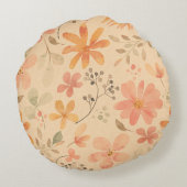 ピーシー – ピンクの黄金色の花の模様 ラウンドクッション (裏面)