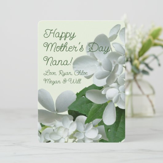 ピージー白あじさい花マザーズデイカード 招待状 (スタンド正面)