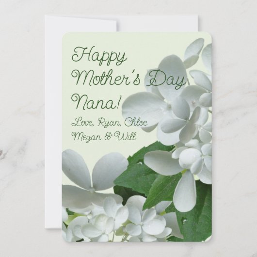 ピージー白あじさい花マザーズデイカード 招待状 (正面)