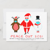ピースおもしろいアウト2021サンタ顔マスククリスマス シーズンカード (正面)