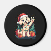 ピースおもしろいハンドプードルクリスマスライトウーメンズミー マグネット (正面)