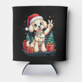 ピースおもしろいハンドプードルクリスマスライトウーメンズミー 缶クーラー (正面)