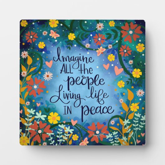 ピースかわいらし引用文フローラバタフライ感動的 フォトプラーク (正面)