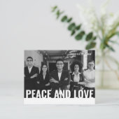 ピースとラブ シンプル モダン カスタム フォト シーズンポストカード (スタンド正面)