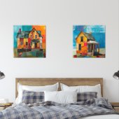 ピースと質感のコラージュで作られた家 (寝室)