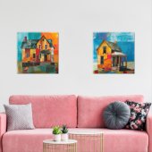 ピースと質感のコラージュで作られた家 (リビング)