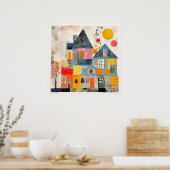 ピースと質感のコラージュで作られた家 ポスター (キッチン)